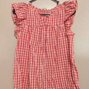 Effordram Red Plaid Top, M